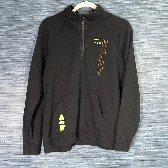 Nike Air Black 1/4 Zip Pullover Activewear Sweatshirt  Large - Picture 1 of 8